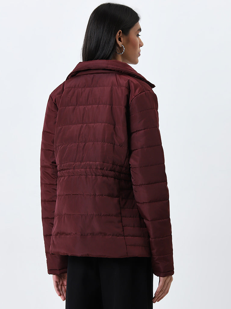 Maroon puffer jacket best sale