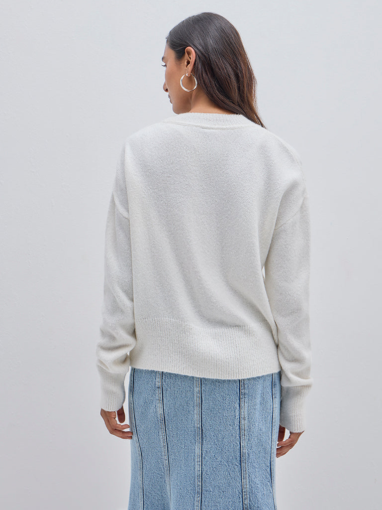 LOV Off-White Embellished Sweater