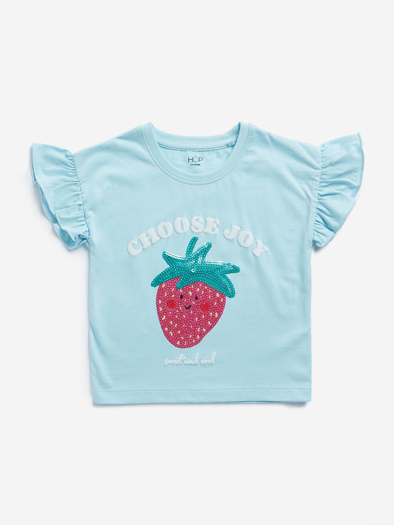 HOP Kids Aqua Fruit Embellished T-Shirt