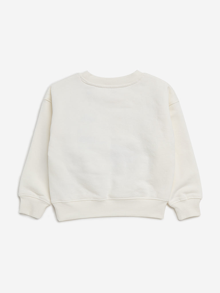 HOP Kids Off-White Printed Cotton Blend Sweatshirt