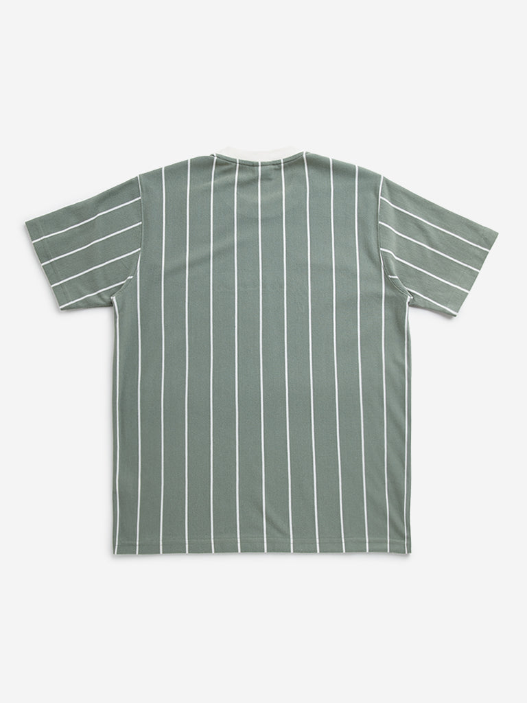 Y&F Kids Sage Stripe Printed T-Shirt