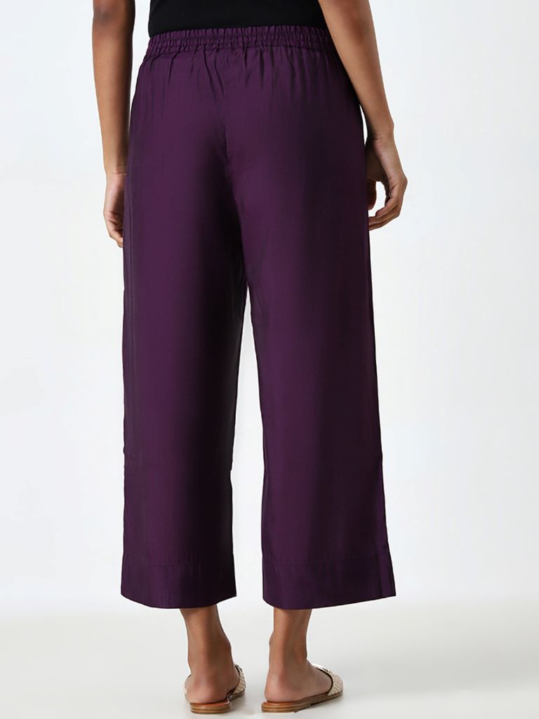 Utsa Purple High-Rise Ethnic Pants