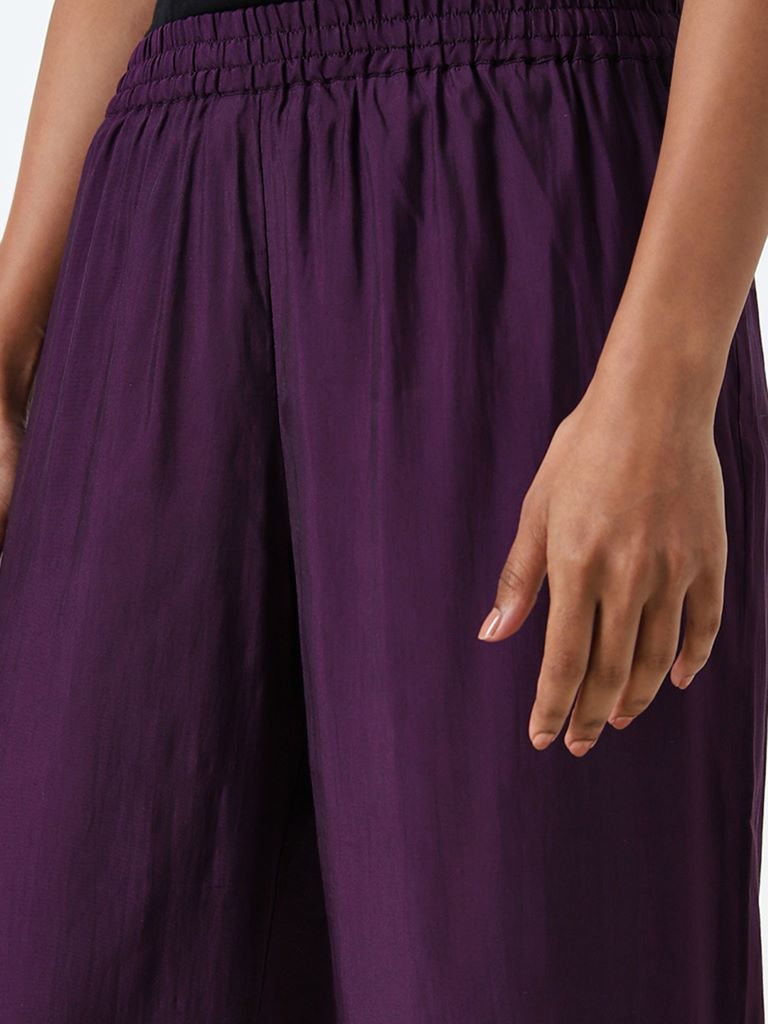 Utsa Purple High-Rise Ethnic Pants