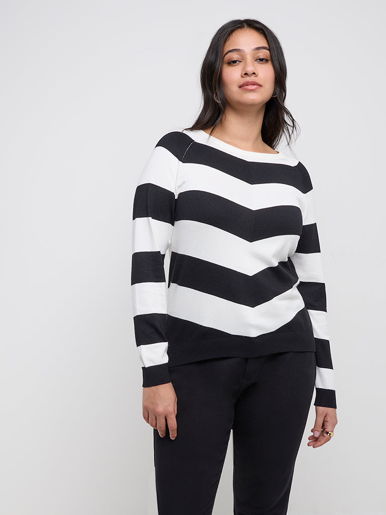 Gia Black Striped Knitted Sweater