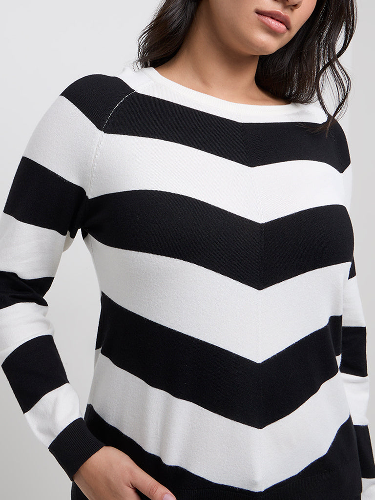 Gia Black Striped Knitted Sweater