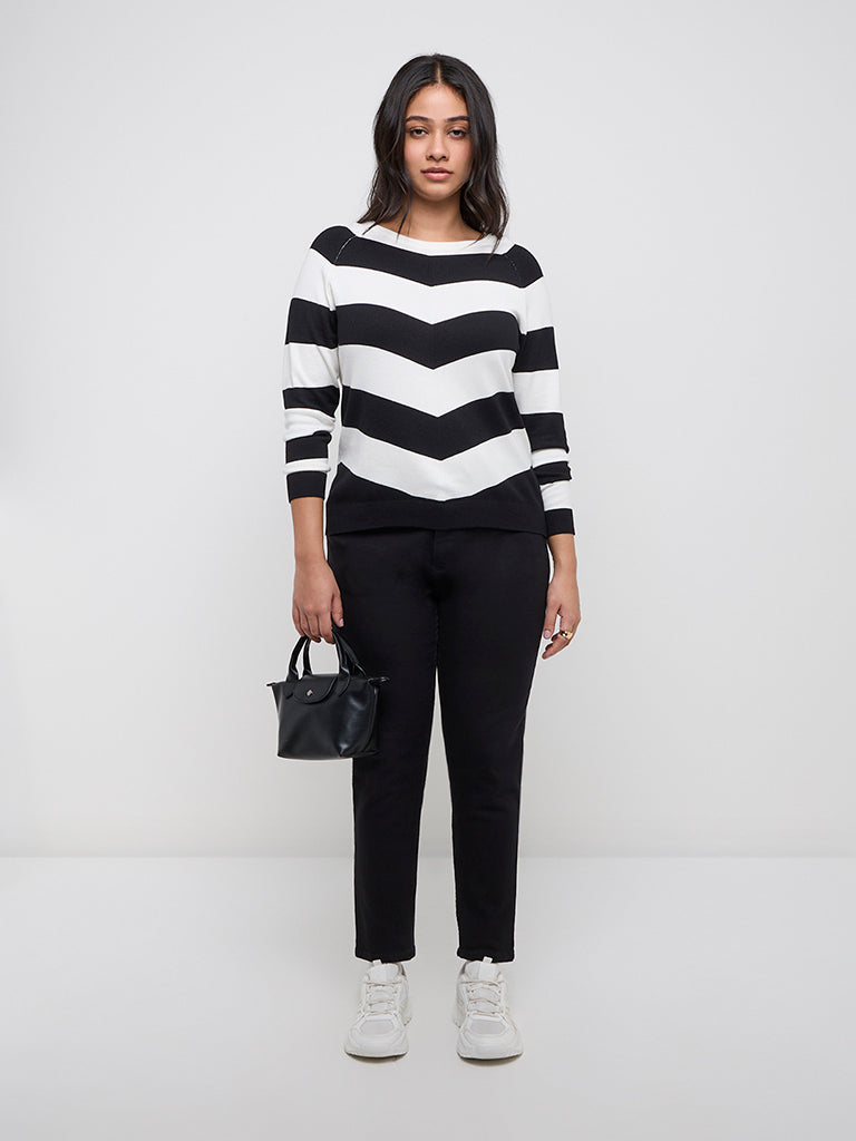 Gia Black Striped Knitted Sweater