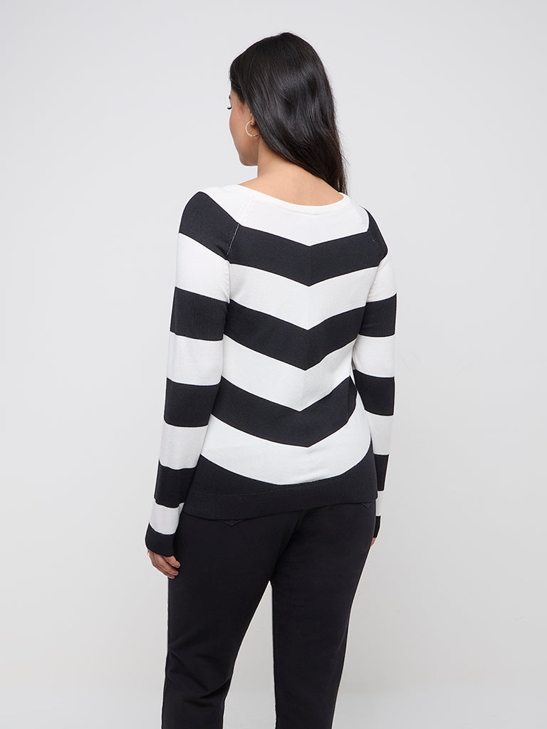 Gia Black Striped Knitted Sweater