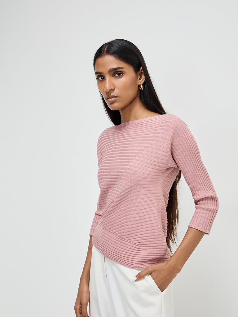 Wardrobe Dusty Pink Ribbed Sweater