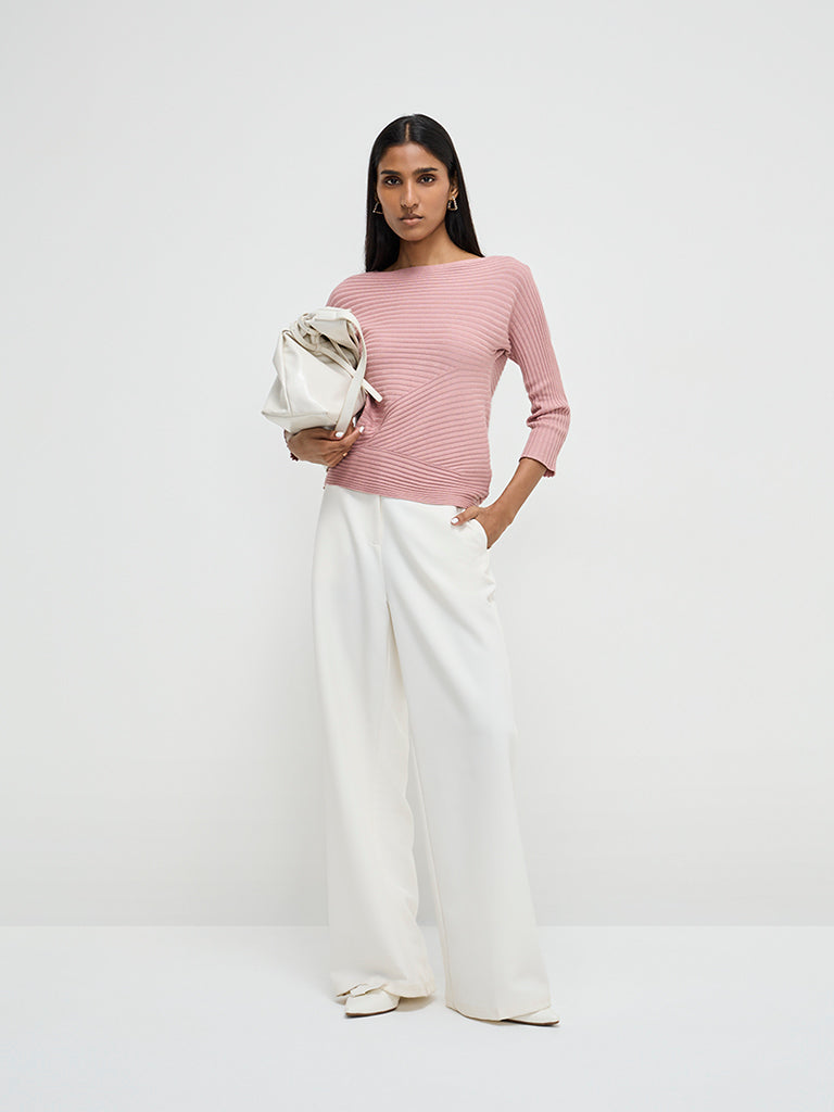 Wardrobe Dusty Pink Ribbed Sweater