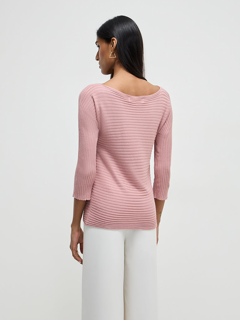 Wardrobe Dusty Pink Ribbed Sweater