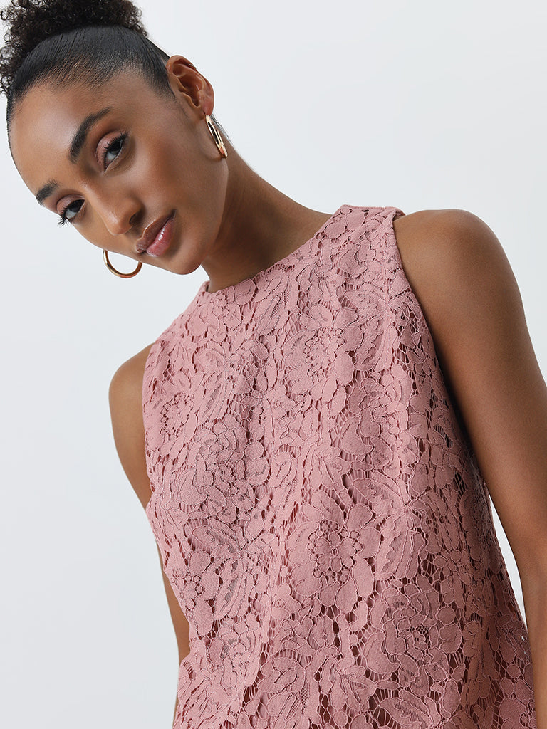 Wardrobe Dusty Pink Floral Lace Top