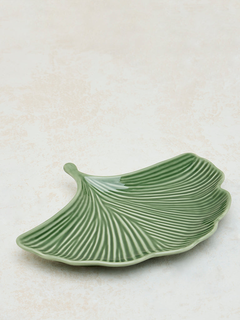 Westside Home Green Leaf Design Serving Platter