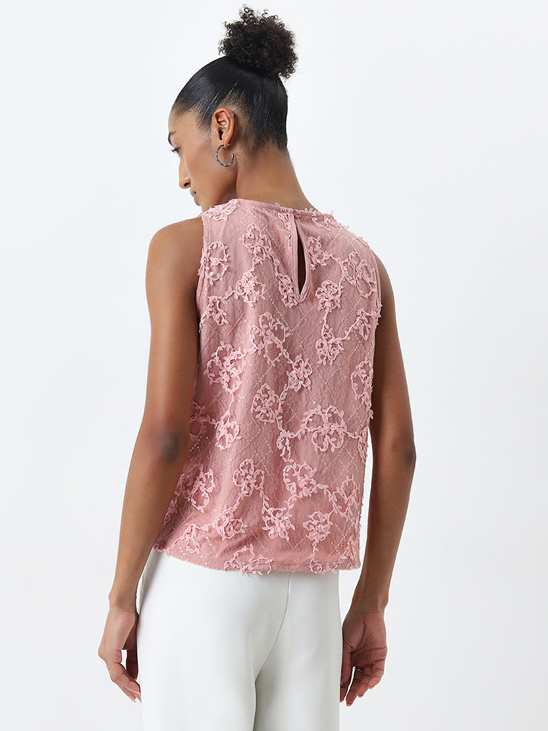 Wardrobe Light Pink Floral Embellished Top