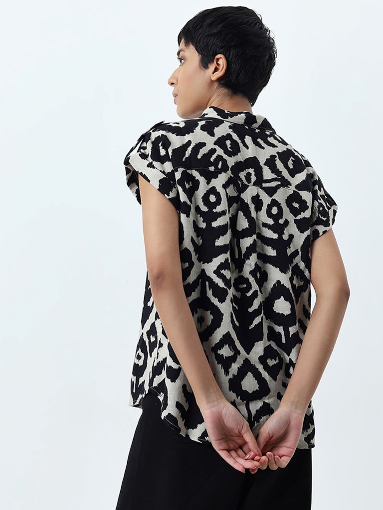 LOV Off-White Abstract Patterned Shirt