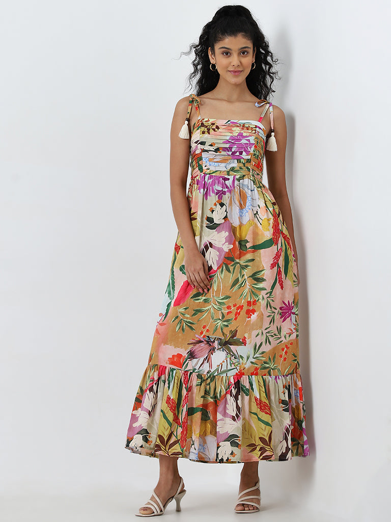 LOV Multicolour Floral Tiered Dress