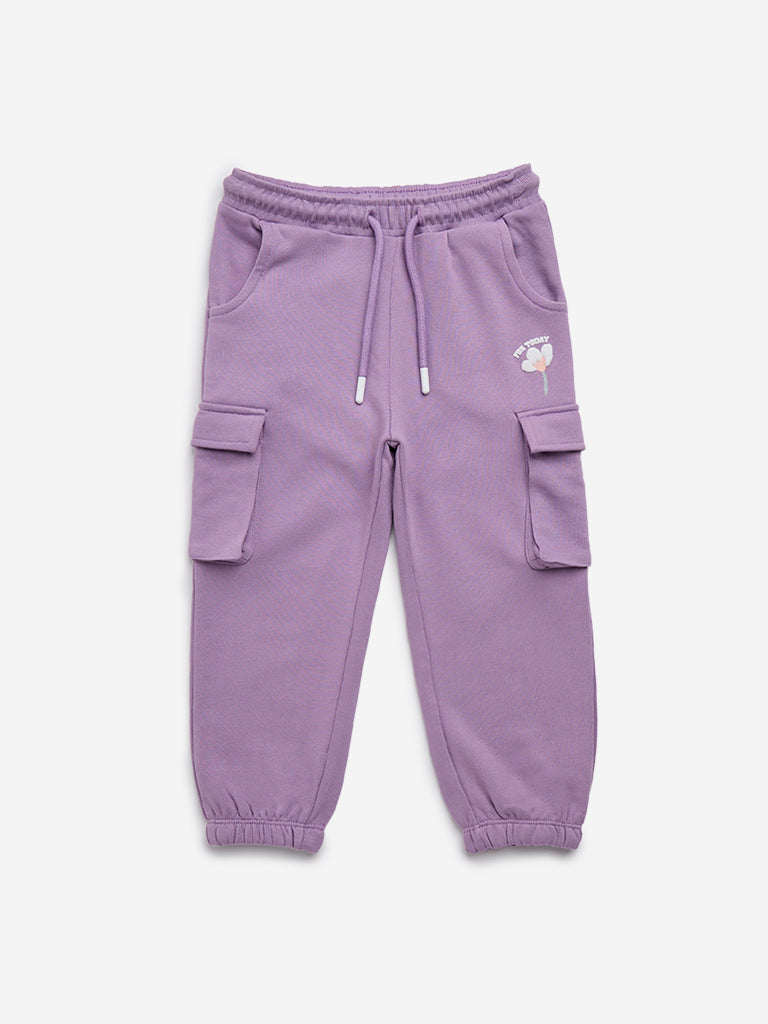 HOP Kids Lilac Floral Cargo Style Joggers