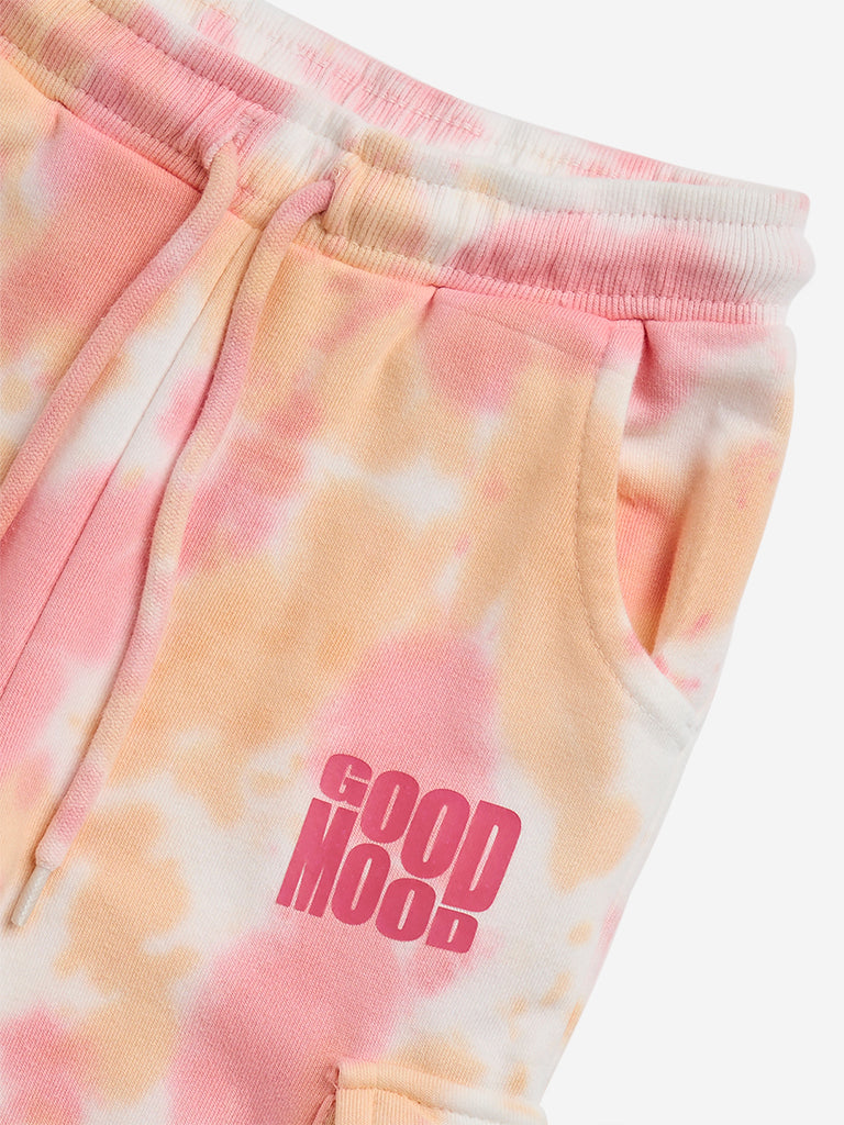 HOP Kids Pink Tie-Dye Cargo-Style Mid-Rise Joggers