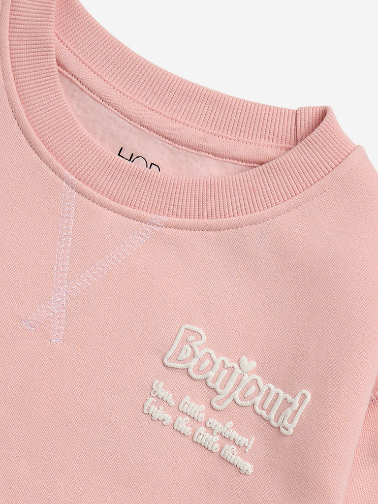 HOP Kids Dusty Pink Floral Applique Sweatshirt