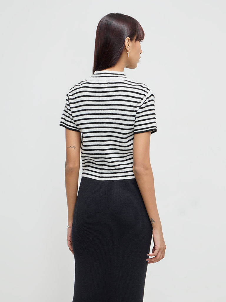 Nuon White Striped Top