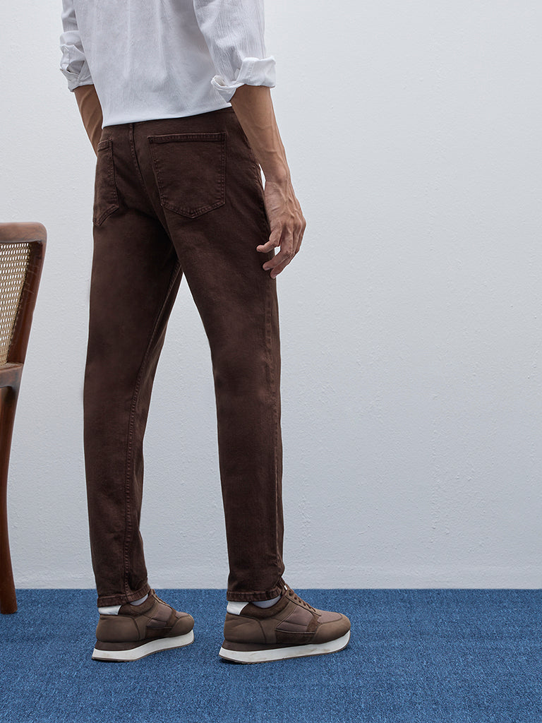 WES Casuals Brown Slim - Fit Mid - Rise Jeans