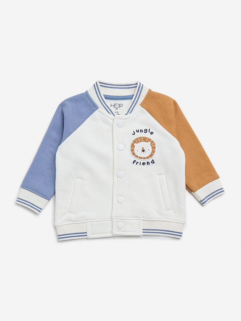 HOP Baby Off-White Colour-Blocked Jacket