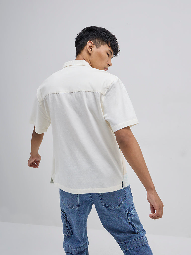 Nuon Off-White Applique-Detailed Relaxed-Fit Cotton Shirt