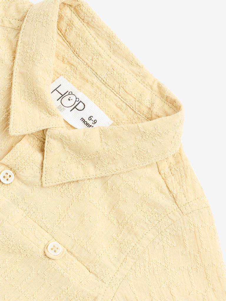 HOP Baby Yellow Embroidered Cotton Shirt