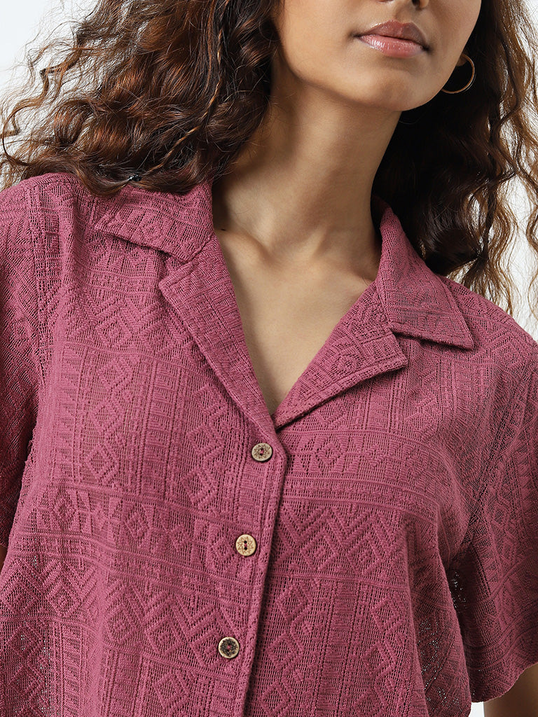 Bombay Paisley Mauve Self-Patterned Knitted Shirt