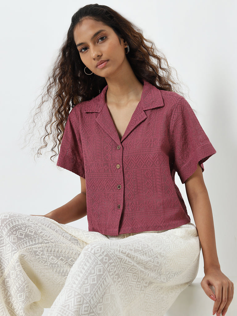 Bombay Paisley Mauve Self-Patterned Knitted Shirt