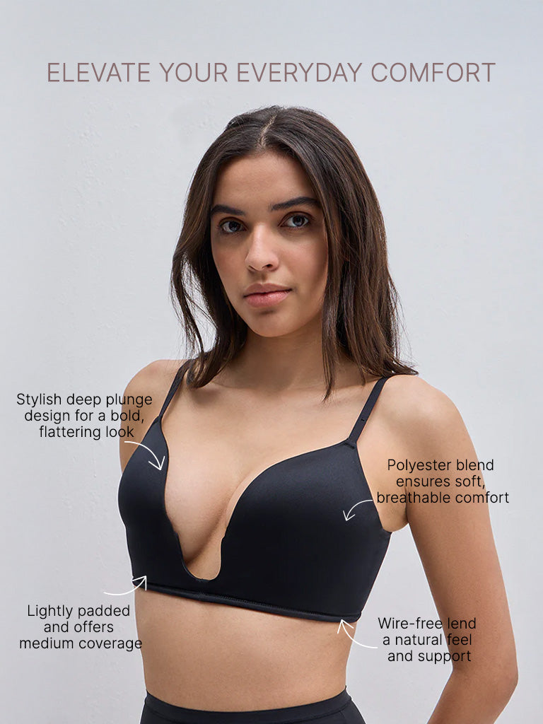 Wunderlove Black Padded Plunge Bra