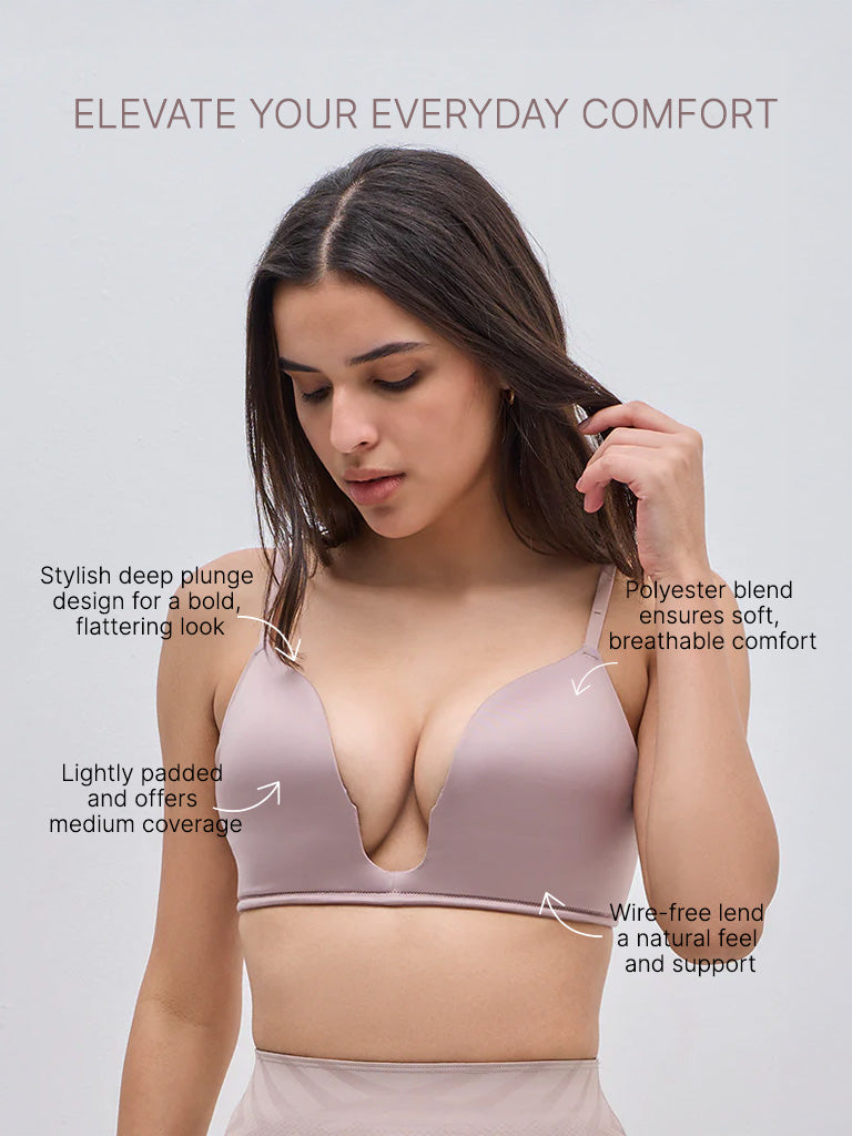 Wunderlove Light Mauve Padded Plunge Bra