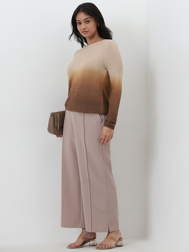 Gia Beige Shimmery Sweater