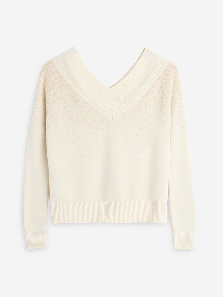 LOV Gold Knit-Textured Sweater