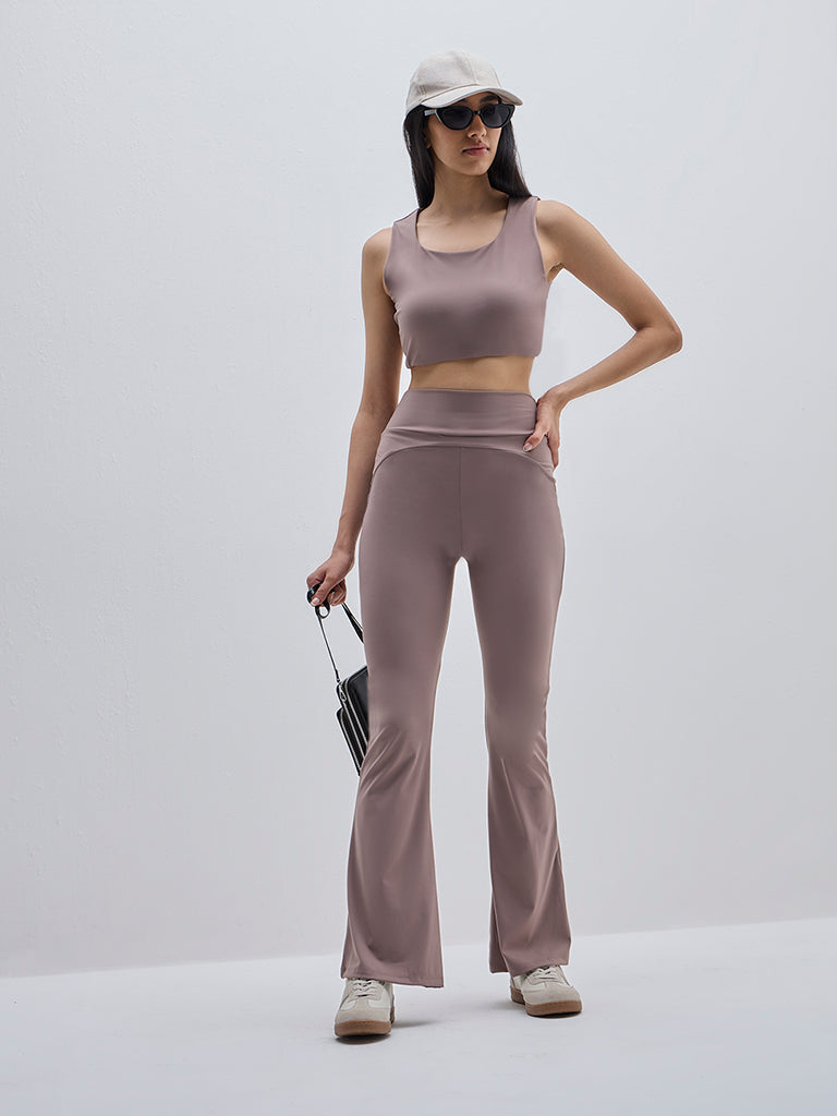 LOV Taupe Bootcut High-Rise Pants