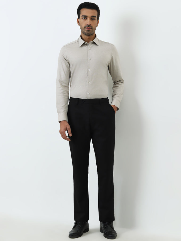 WES Formals Dusty Grey Slim-Fit Shirt