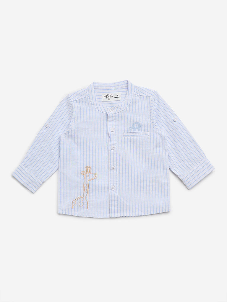 HOP Baby Blue Striped Design Cotton Shirt