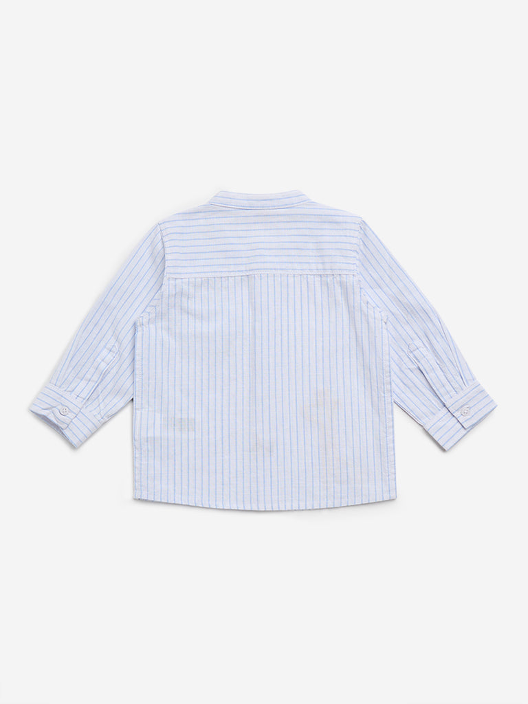 HOP Baby Blue Striped Design Cotton Shirt