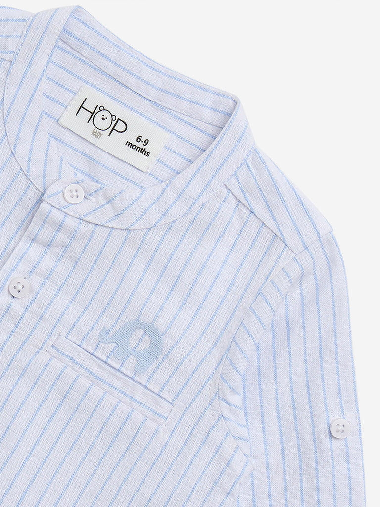 HOP Baby Blue Striped Design Cotton Shirt