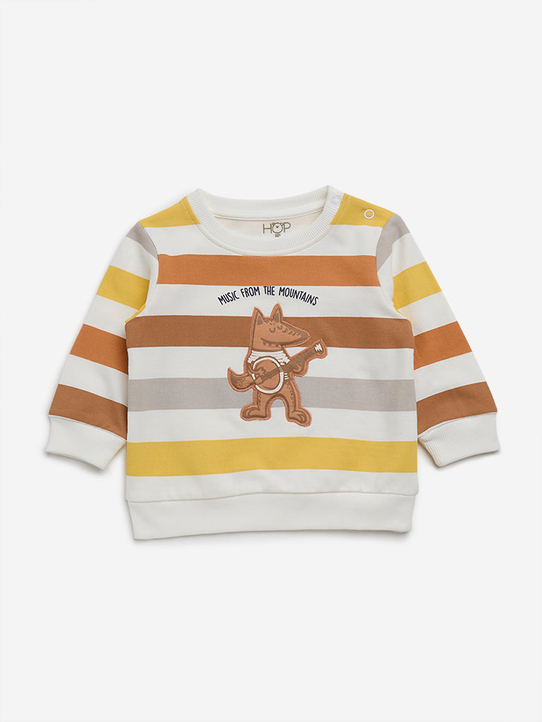 HOP Baby Multicolour Striped Cotton T-Shirt