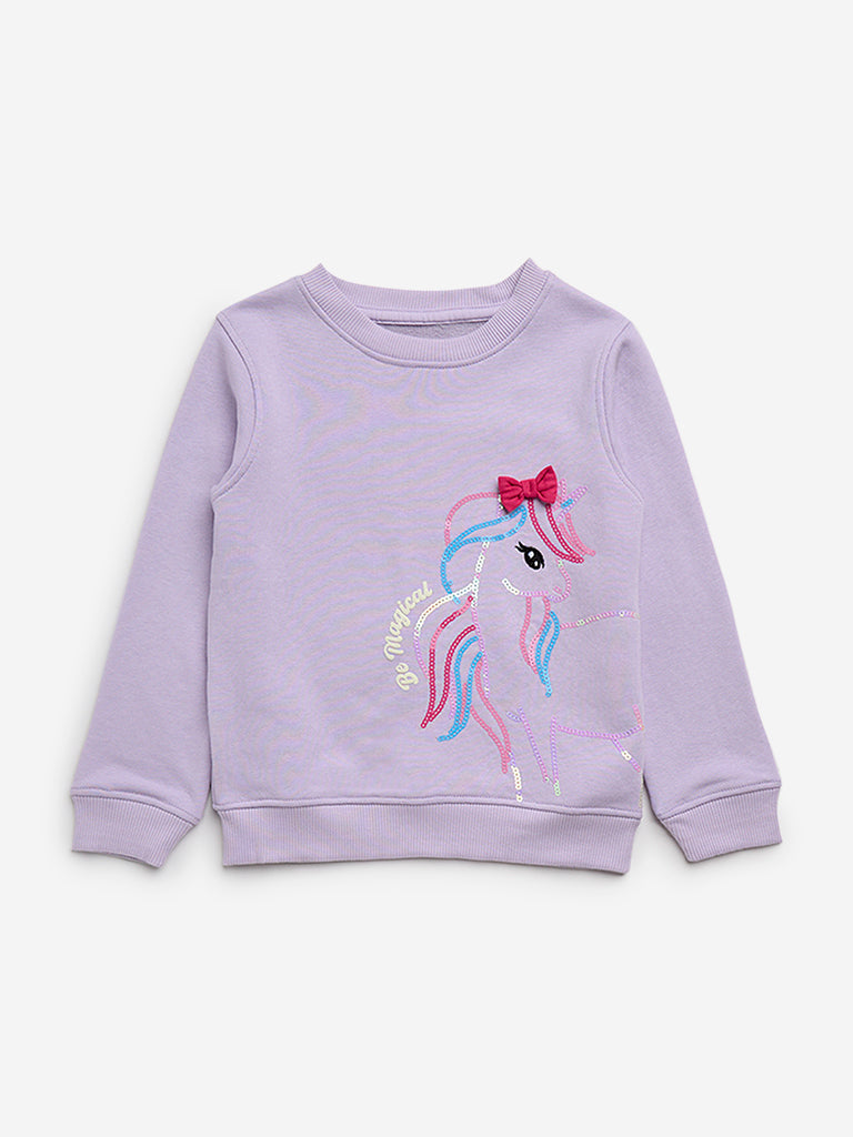 HOP Kids Lilac Unicorn Design Sweatshirt