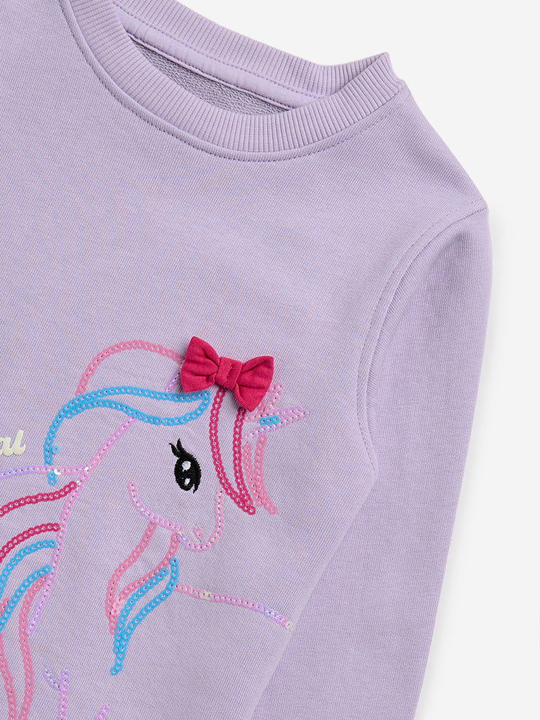 HOP Kids Lilac Unicorn Design Sweatshirt