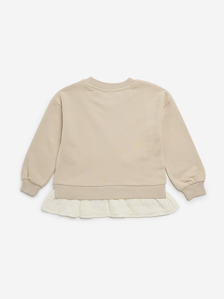 HOP Kids Beige Crochet-Detailed Sweater