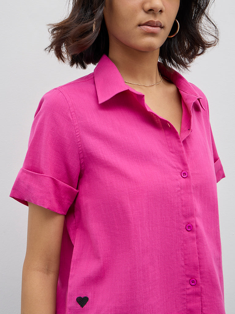 Bombay Paisley Fuchsia Solid Cotton Shirt