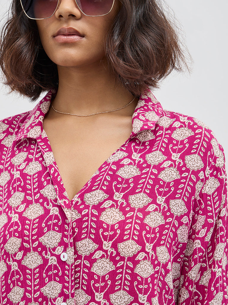 Bombay Paisley Magenta Floral Design Shirt