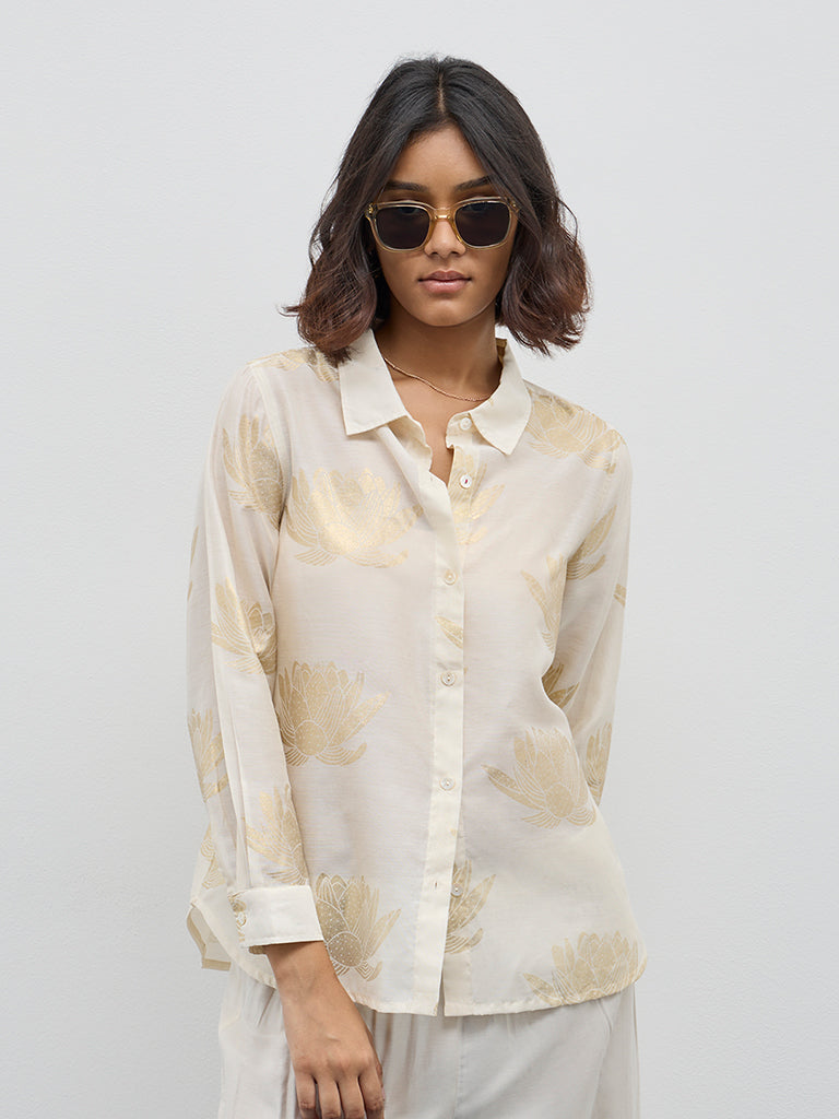 Bombay Paisley Light Beige Floral Printed Shirt