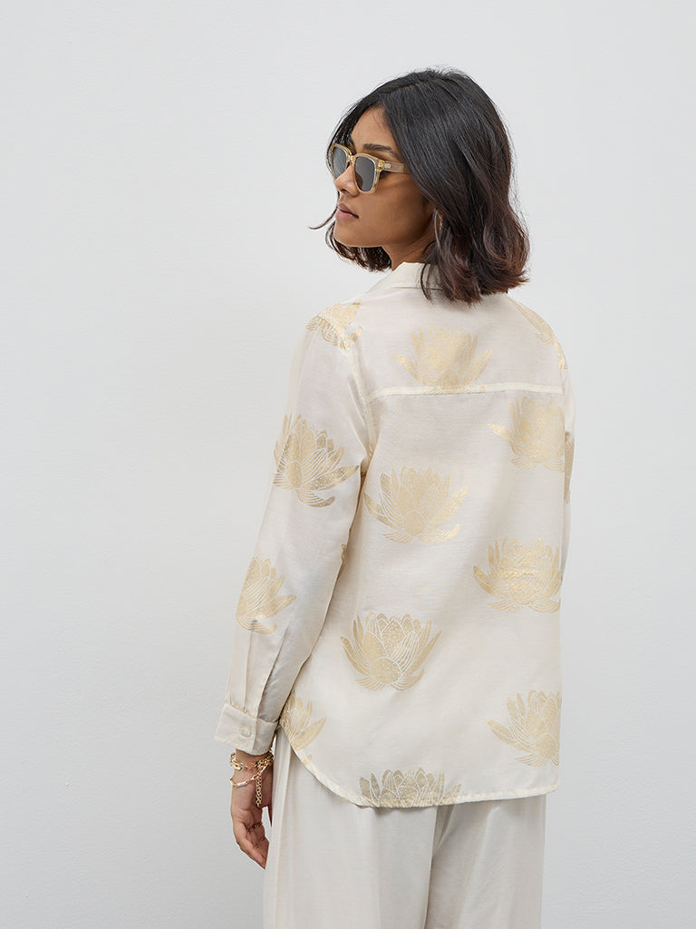 Bombay Paisley Light Beige Floral Printed Shirt