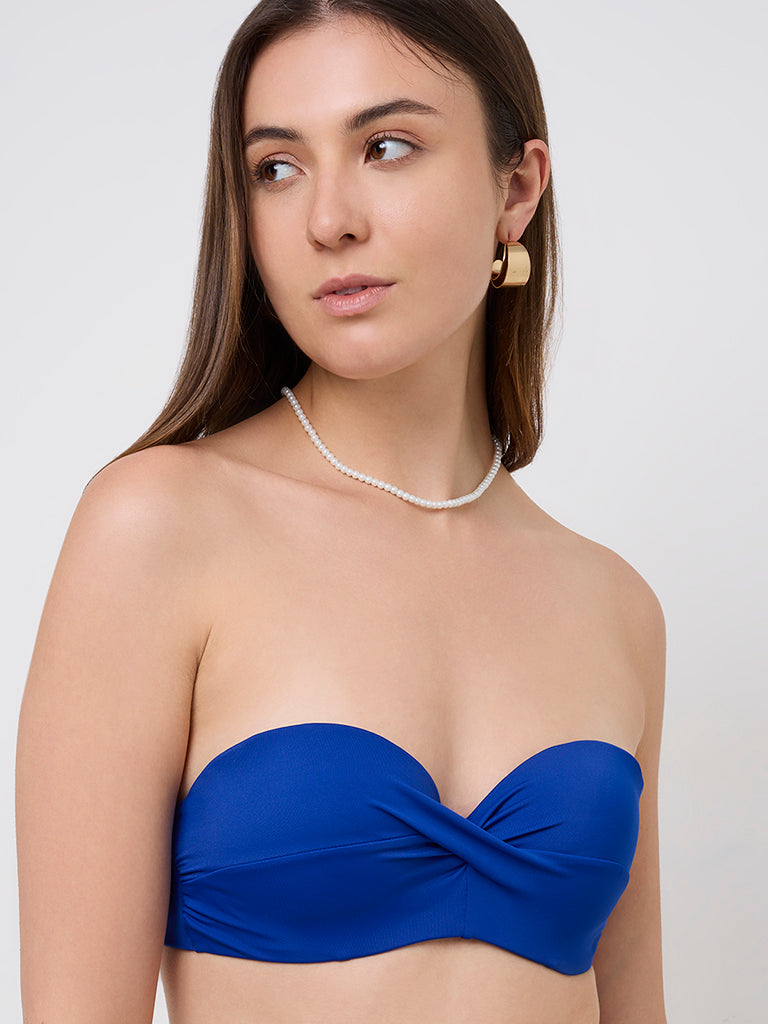 Wunderlove Blue Padded Underwired Bandeau Bra