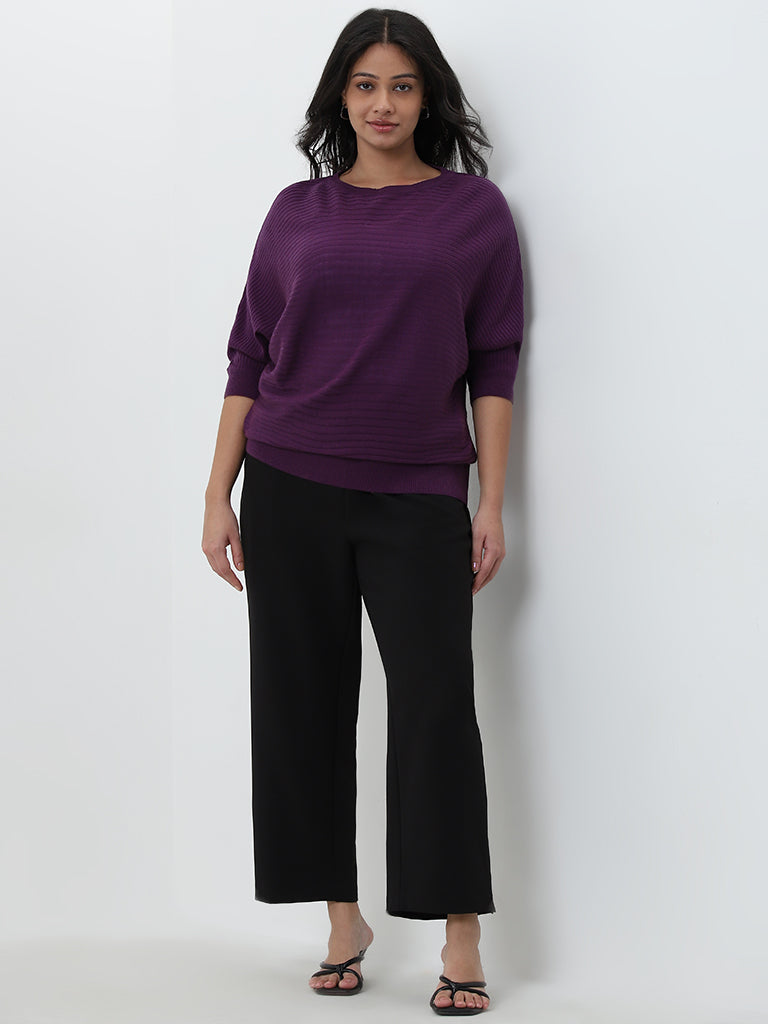 Gia Purple Self-Striped Sweater