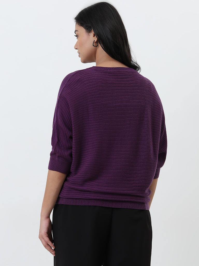 Gia Purple Self-Striped Sweater