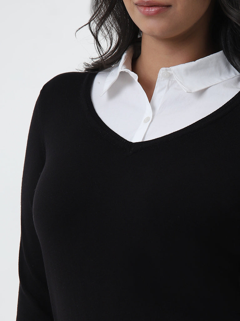 Gia Black Collared Sweater